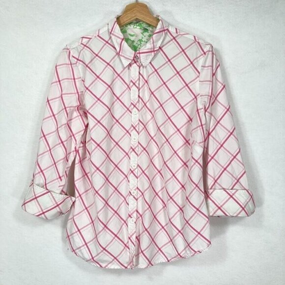 🔥 3/$15 🔥Izod Button Down Shirt Floral Cuffs Lightweight Preppy Boho Grandma L - Picture 1 of 6